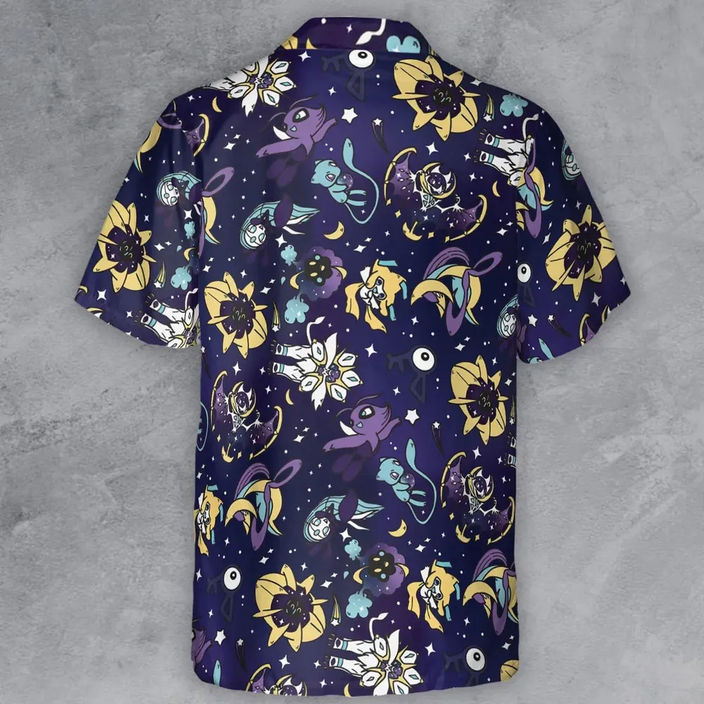 Galaxy Mew Psychic Type Pokemon Button Down Shirt - 3