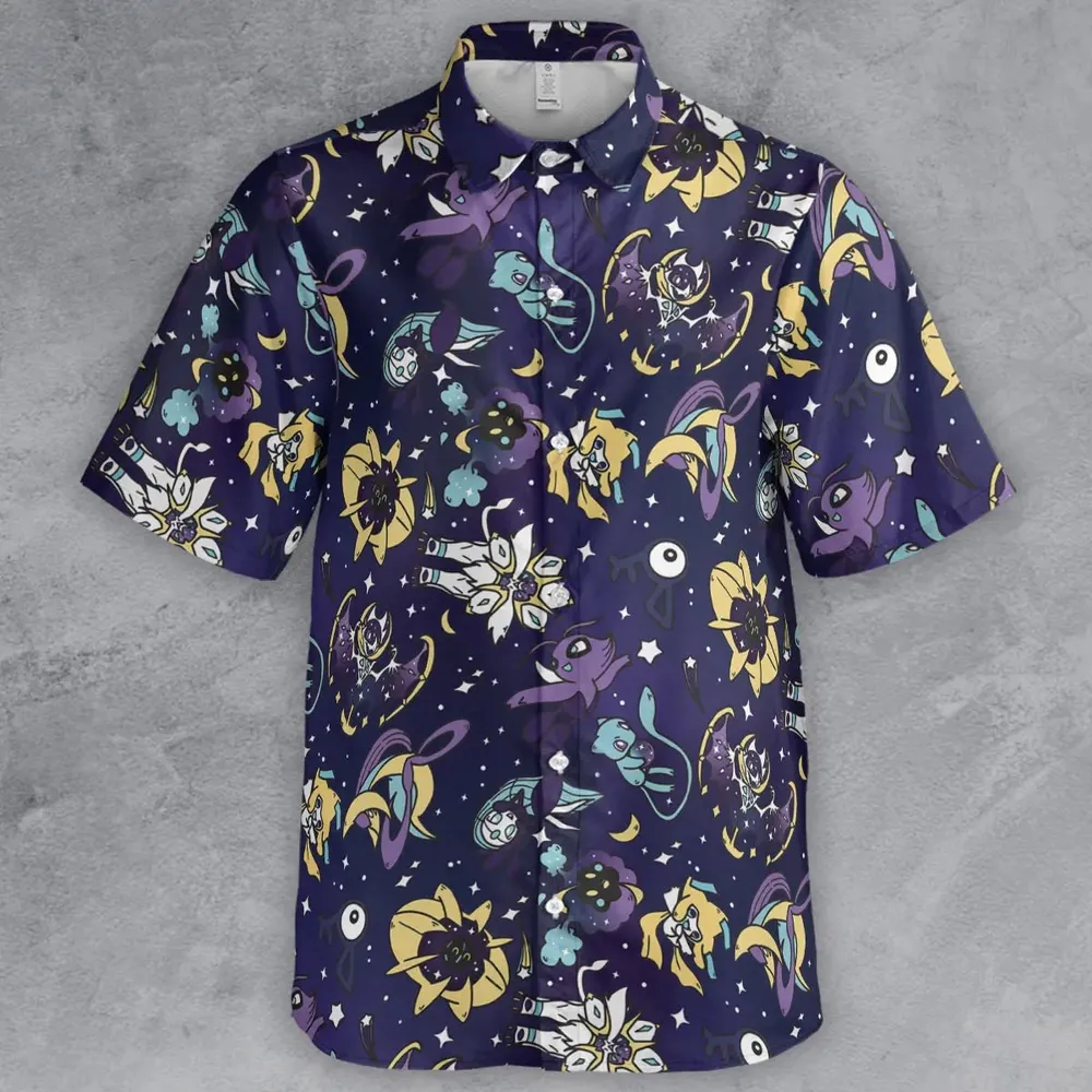 Galaxy Mew Psychic Type Pokemon Button Down Shirt - 2