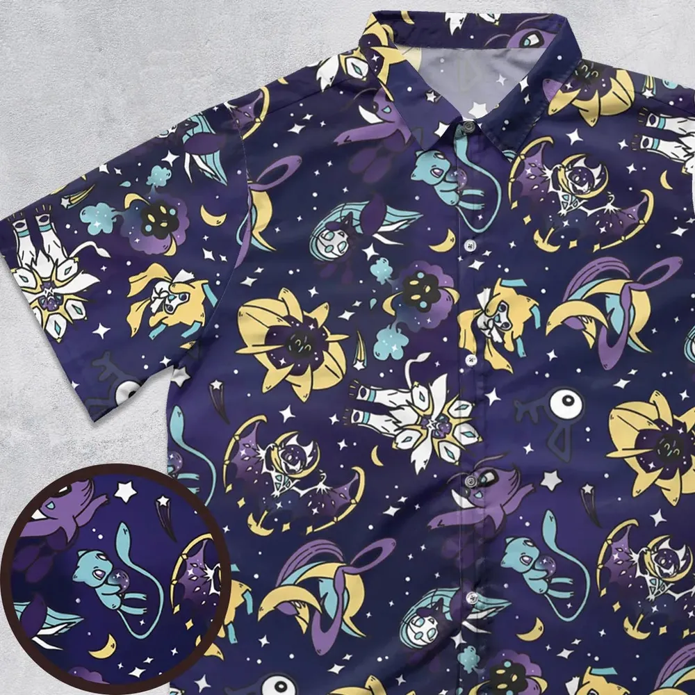 Galaxy Mew Psychic Type Pokemon Button Down Shirt - 1
