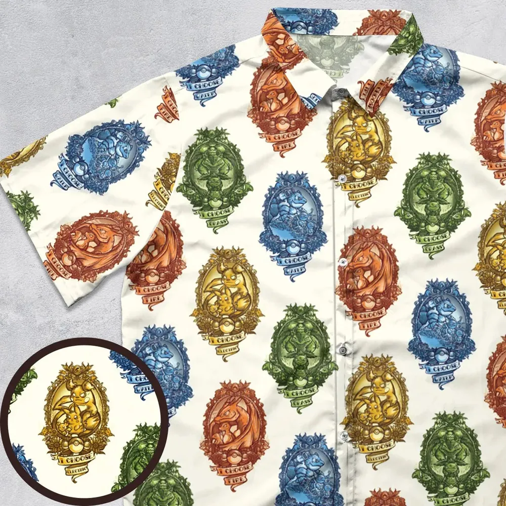 Water Grass Electric Fire I Choose Pattern Button Down Shirt - 1