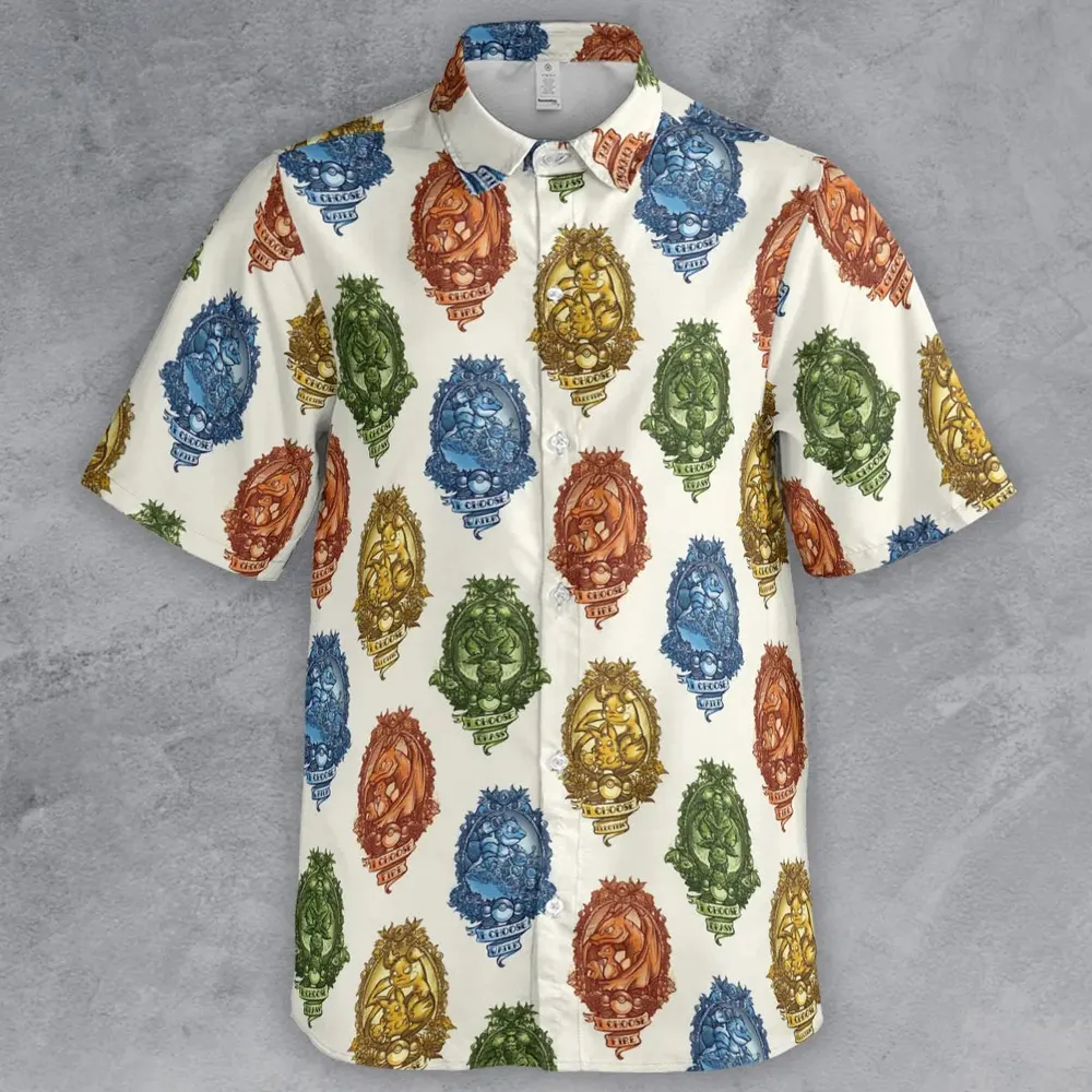 Water Grass Electric Fire I Choose Pattern Button Down Shirt - 2