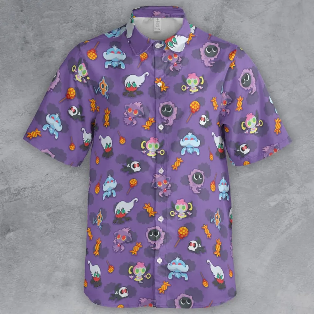 Team Purple Pokemon Pattern Button Down Shirt - 2