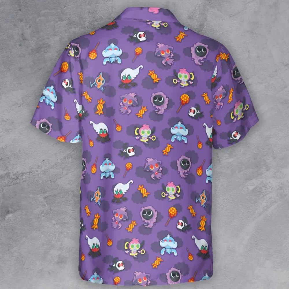 Team Purple Pokemon Pattern Button Down Shirt - 3