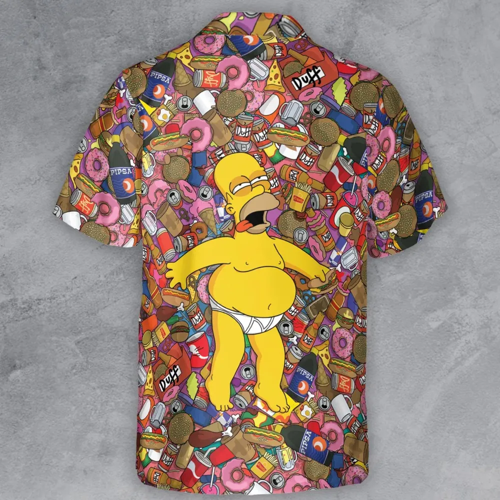 Homer Simpson Getting Drunk Duff Beer The Simpsons Button Down Shirt - 3