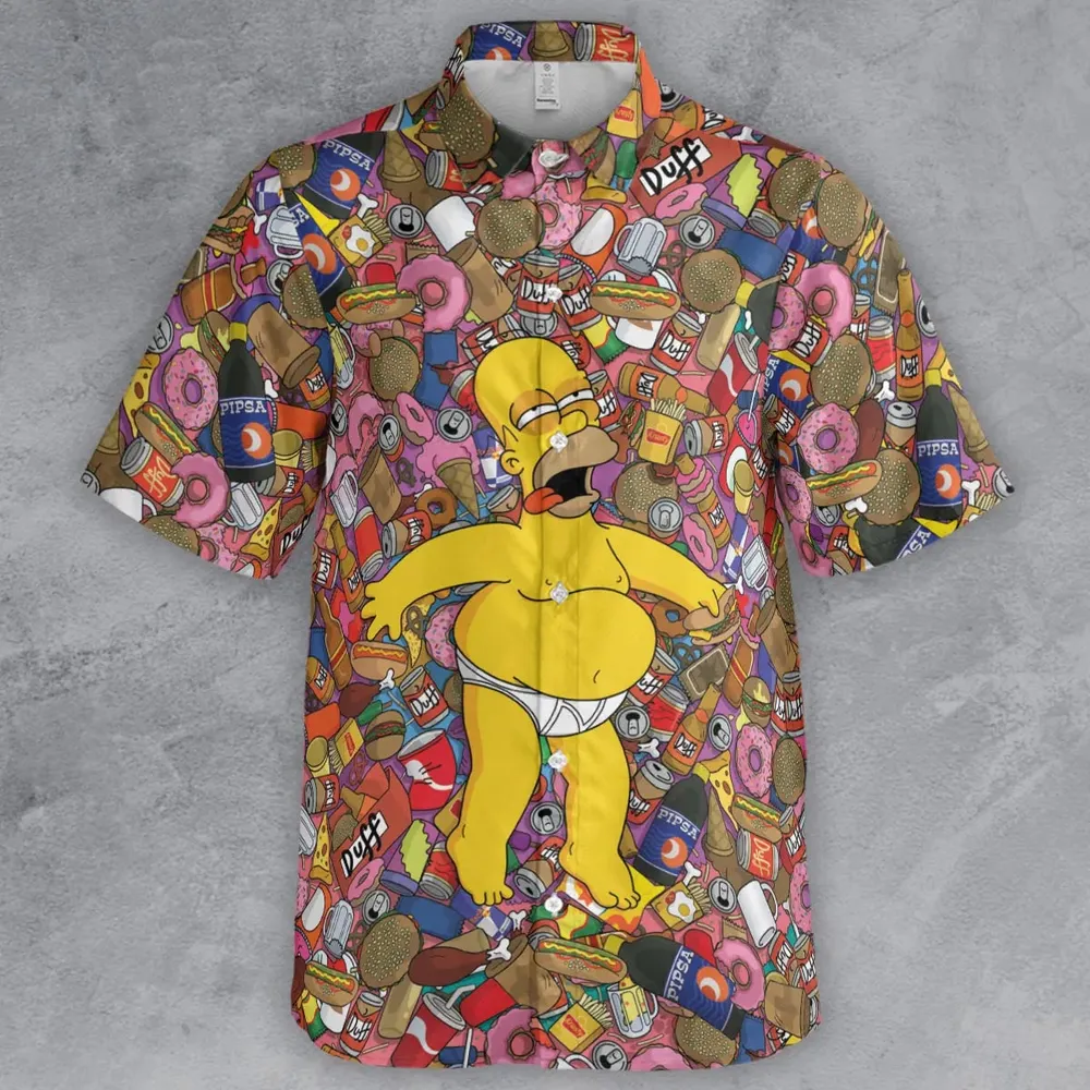 Homer Simpson Getting Drunk Duff Beer The Simpsons Button Down Shirt - 2