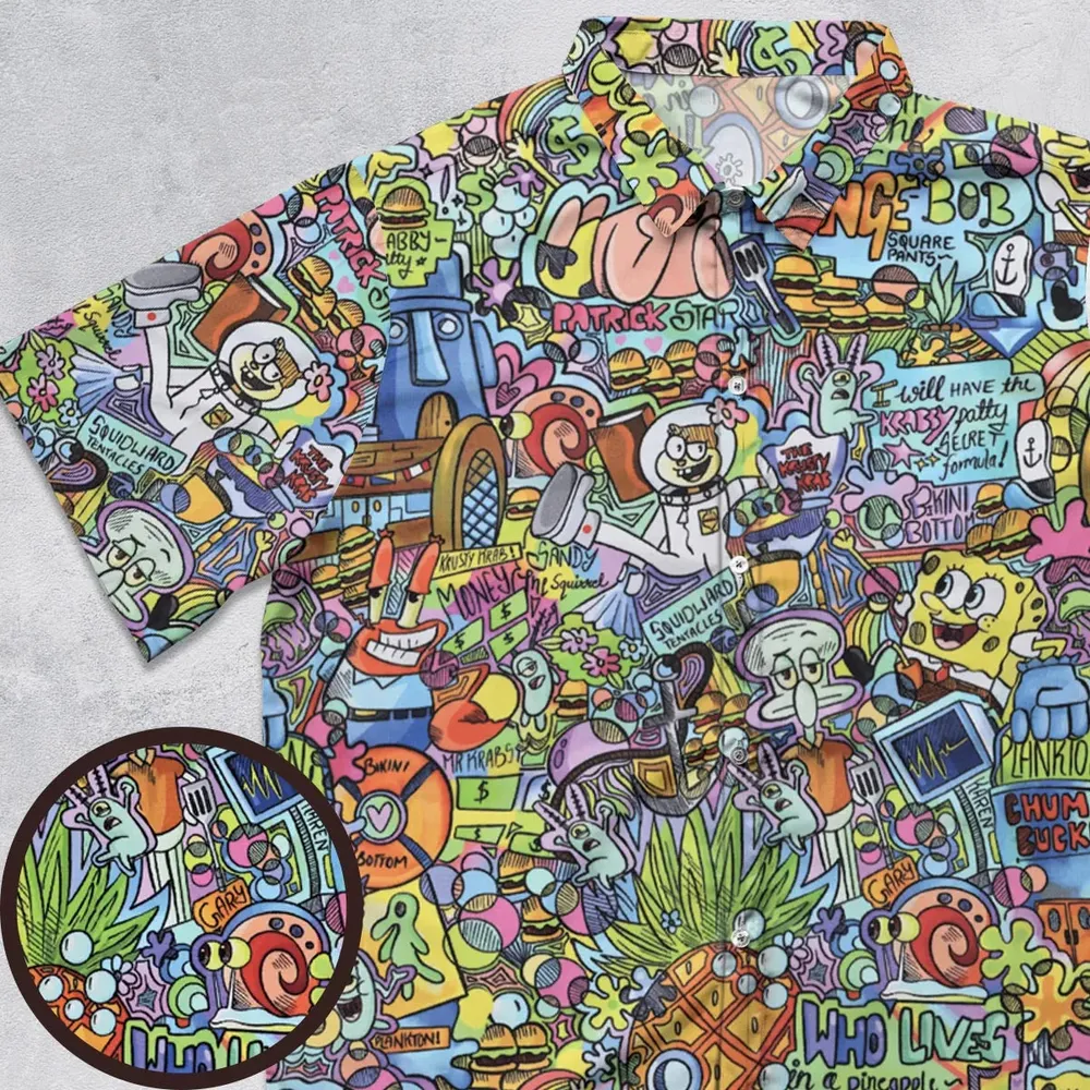 Under The Sea Characters Button Down Shirt - 1