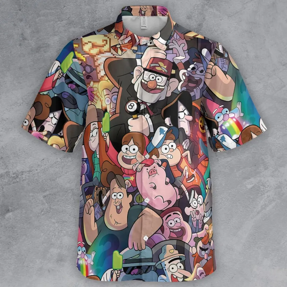 Gravity Falls Characters Pattern Button Down Shirt - 2