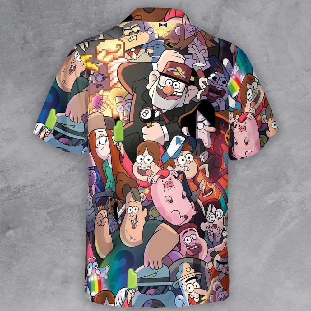 Gravity Falls Characters Pattern Button Down Shirt - 3