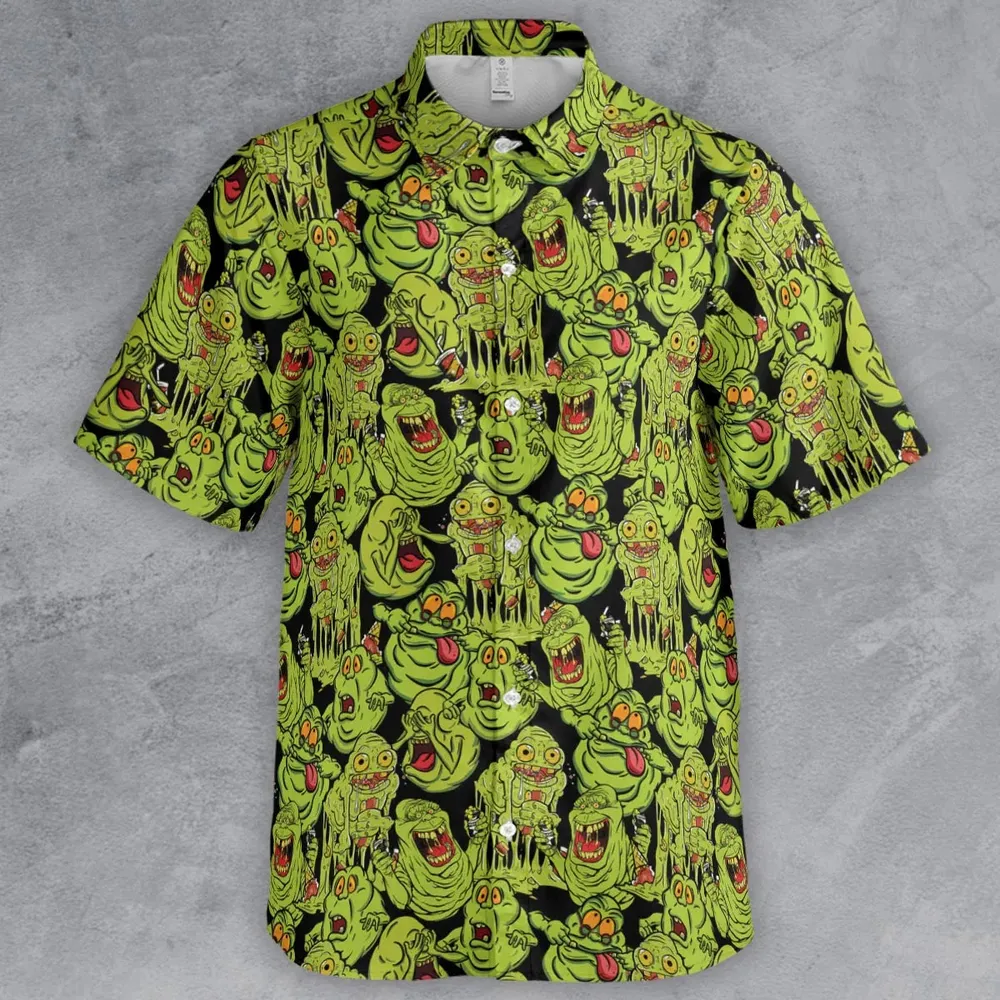 Funny Slimer Ghostbusters Button Down Shirt - 2