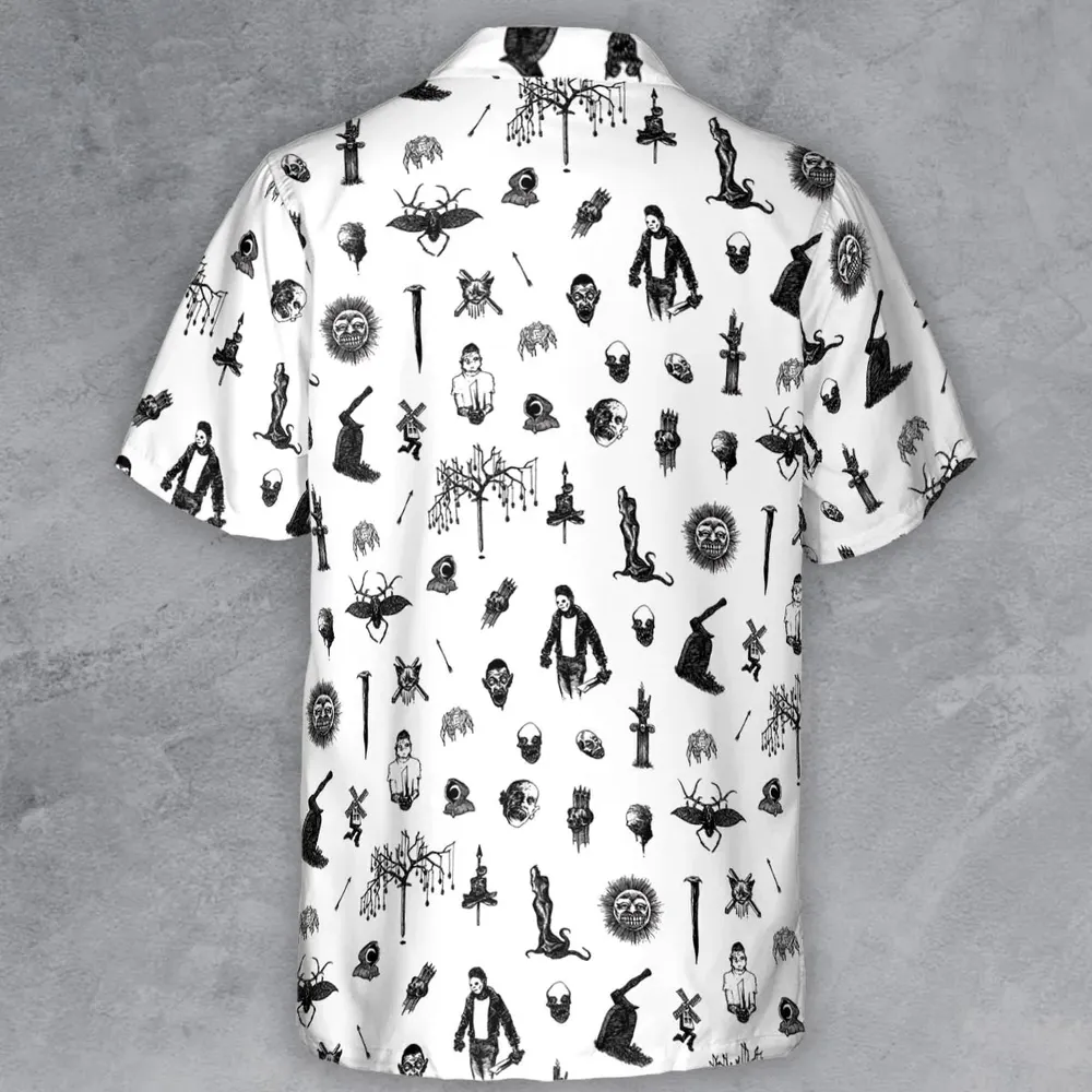 Nosferatu Pattern Button Down Shirt - 3