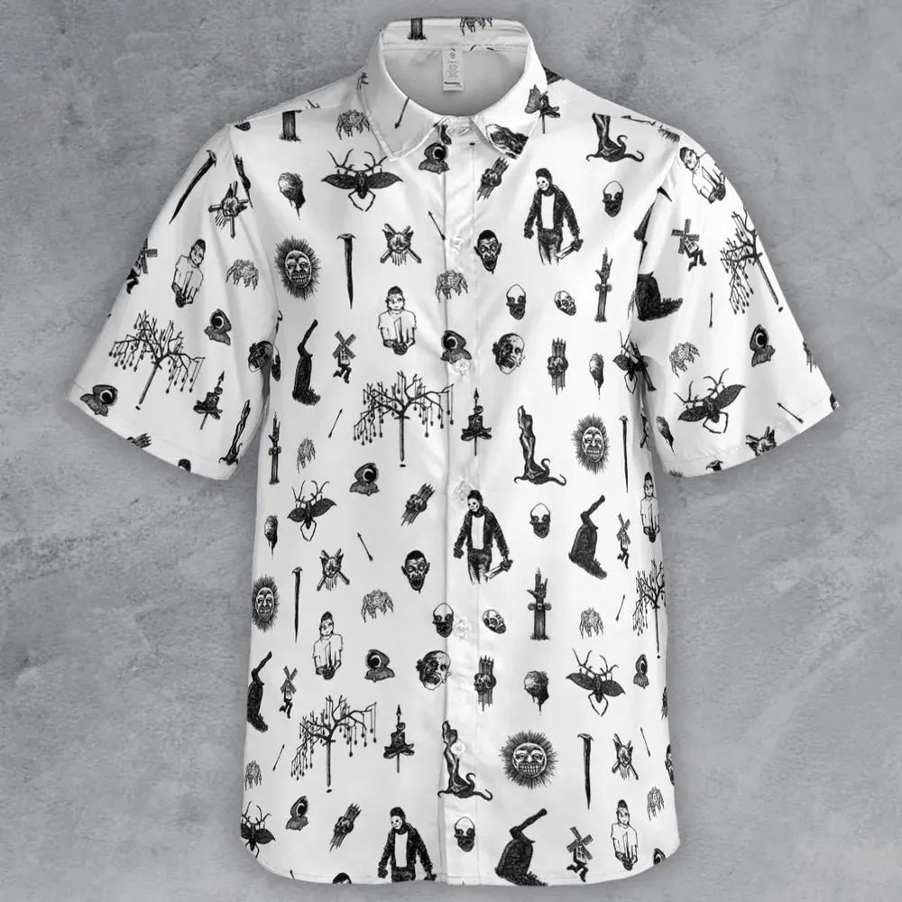Nosferatu Pattern Button Down Shirt - 2