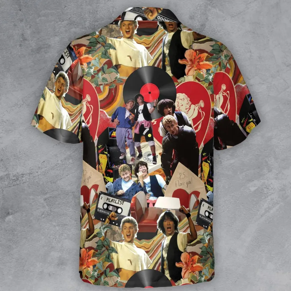 Vintage Collage Bill and Ted Button Down Shirt - 3