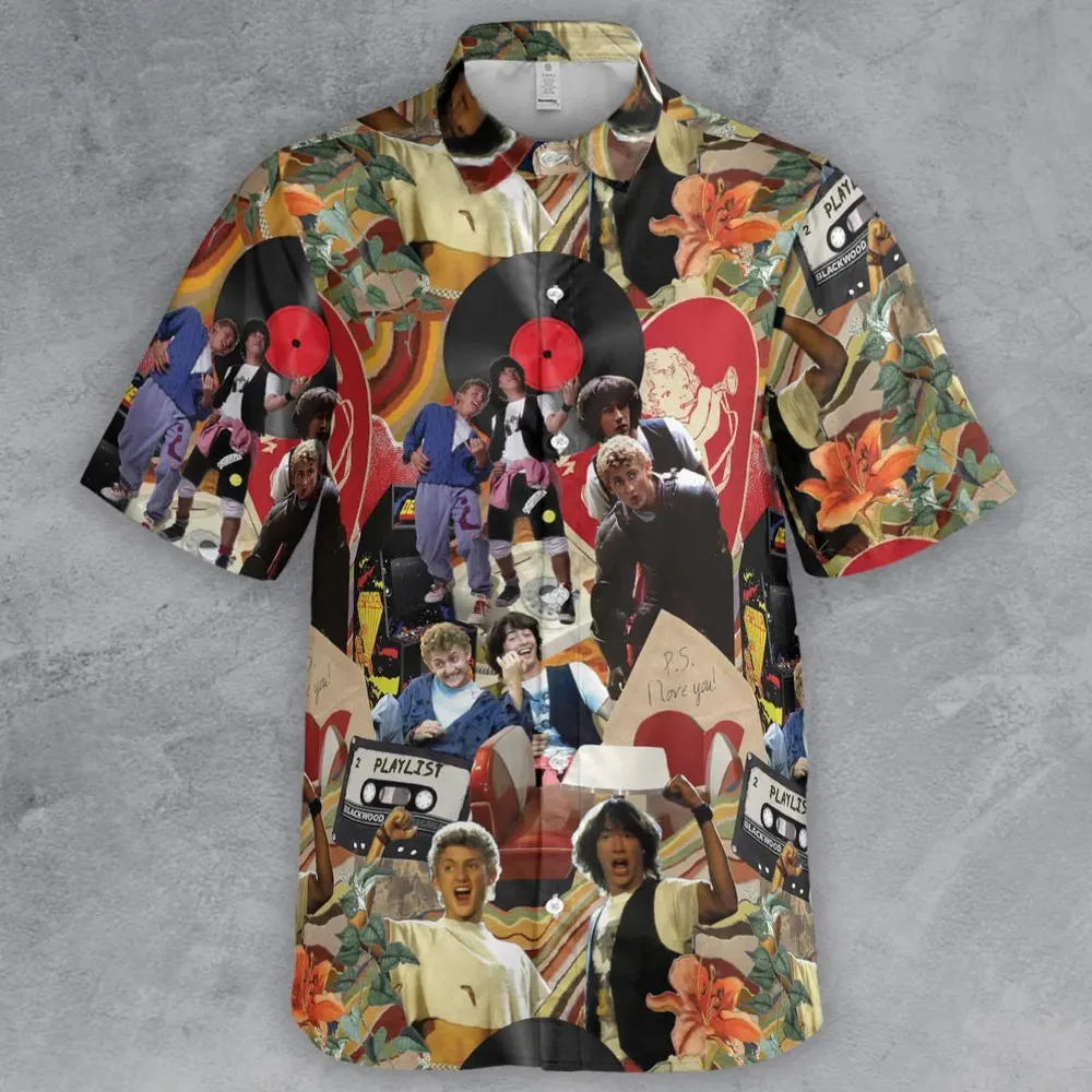 Vintage Collage Bill and Ted Button Down Shirt - 2