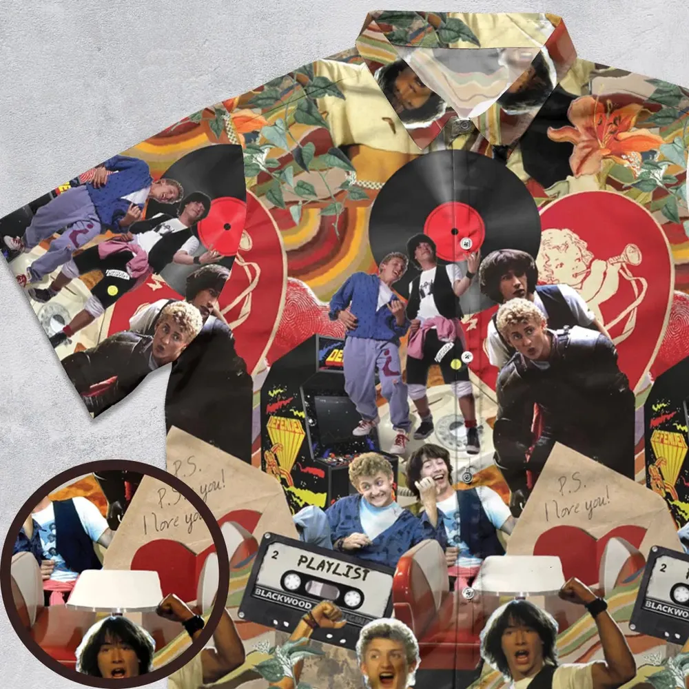 Vintage Collage Bill and Ted Button Down Shirt - 1