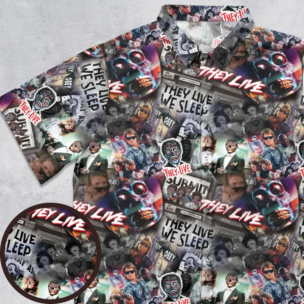 They Live Seamless Pattern Button Down Shirt - 1