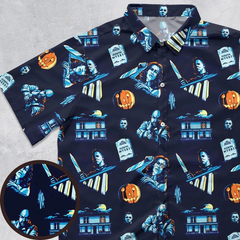 Horror Slasher Michael Myers Halloween Button Down Shirt - 1