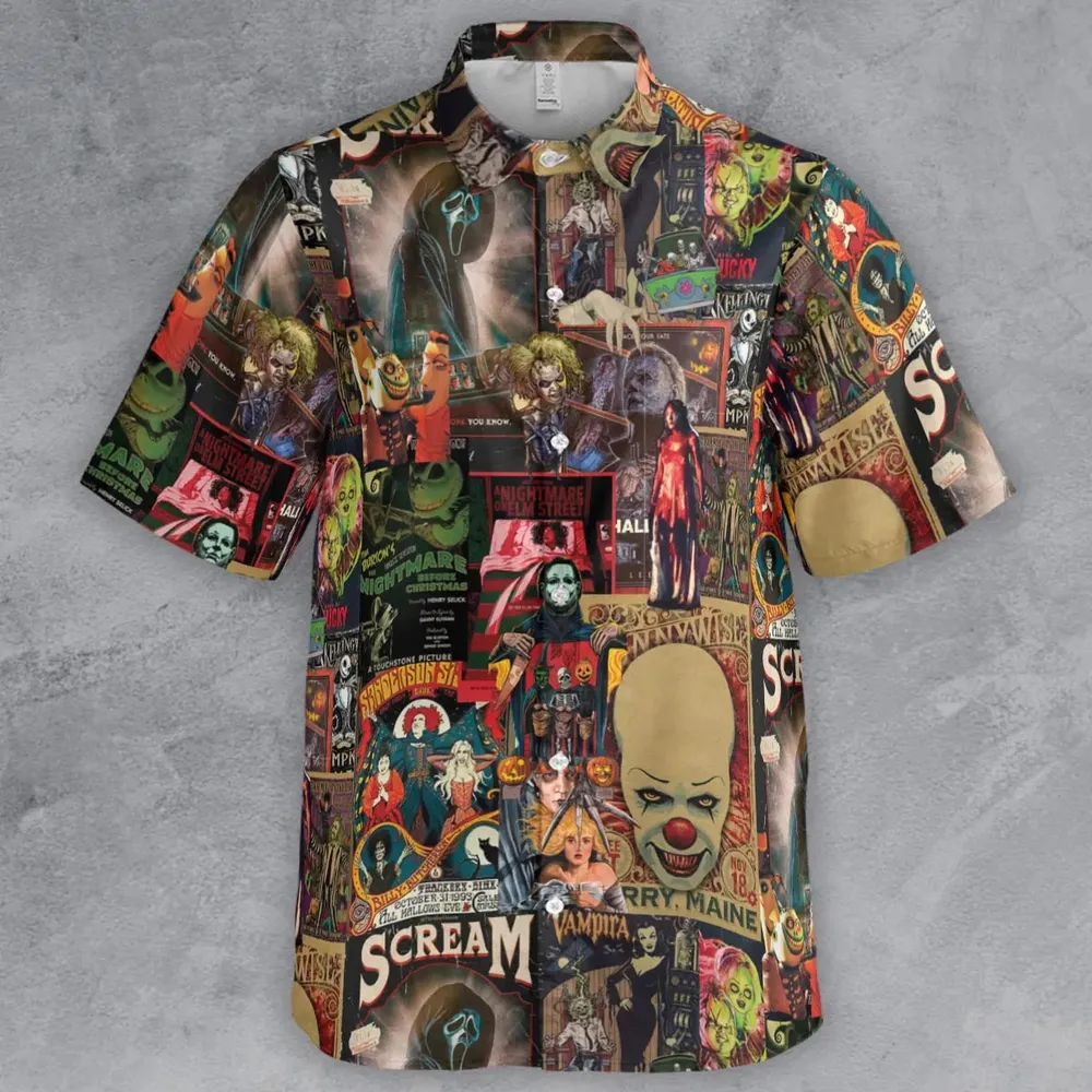 Vintage Scary Button Down Shirt - 2
