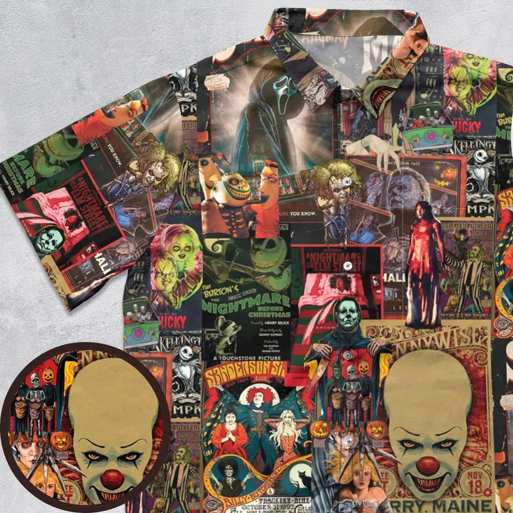 Vintage Scary Button Down Shirt - 1