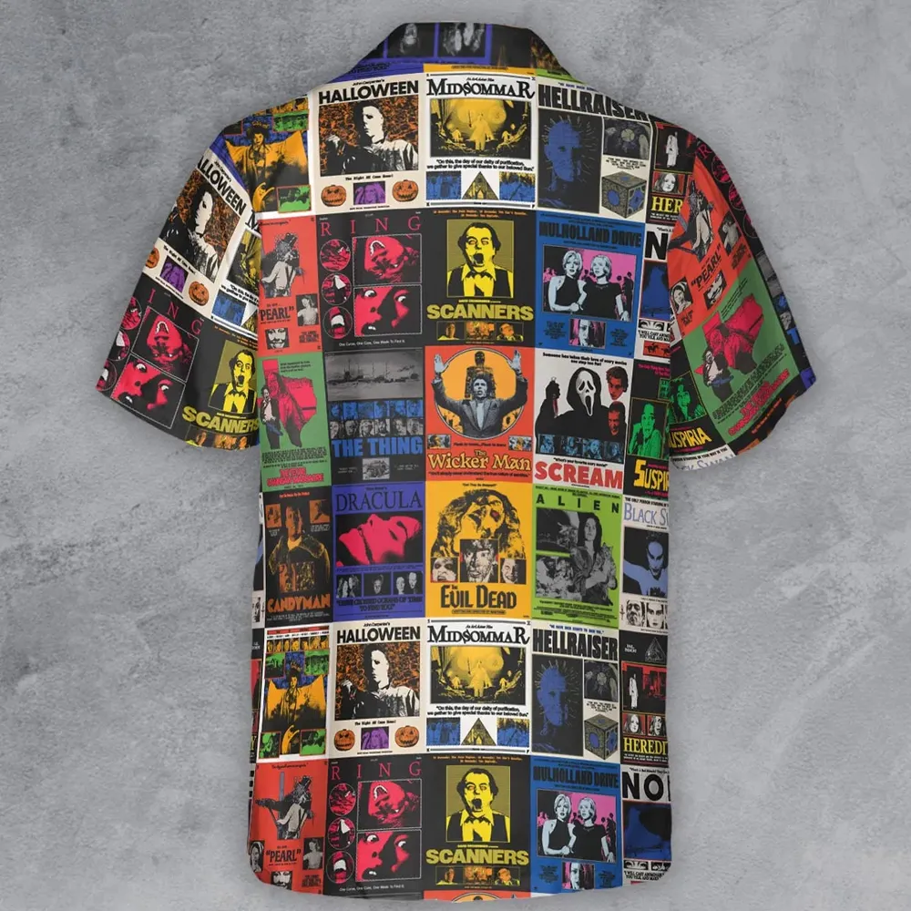 Modern Horror Movies Nope Ghostface Pinhead Pearl Leatherface Halloween Button Down Shirt - 3
