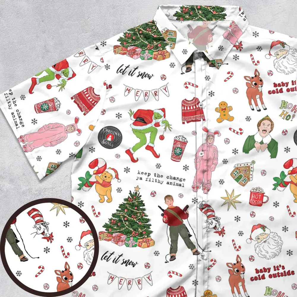 Holiday Movie Christmas Characters Button Down Shirt - 1