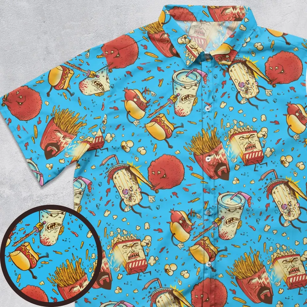 Fight! Aqua Teen Hunger Force Button Down Shirt - 1