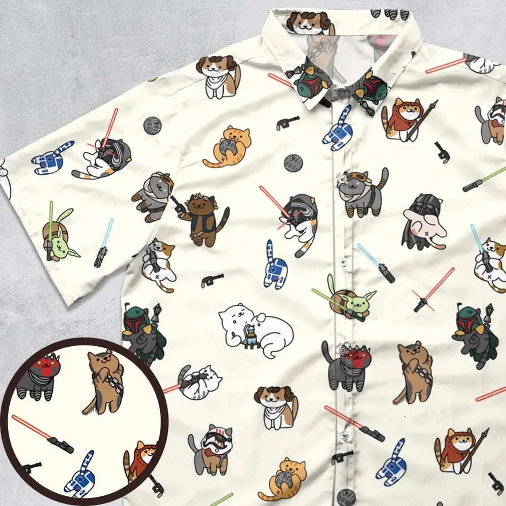 Star Wars Characters as Cats Button Down Shirt - 1