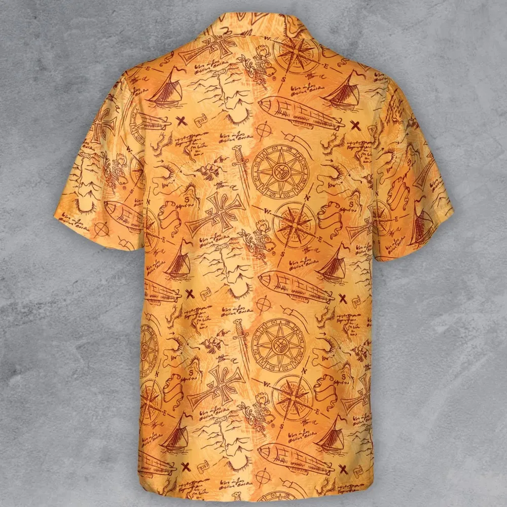 Vintage Adventure Map Indiana Jones Button Down Shirt - 3