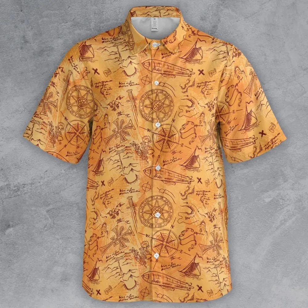 Vintage Adventure Map Indiana Jones Button Down Shirt - 2