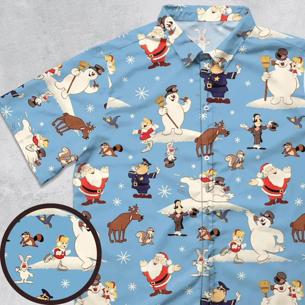 Frosty the Snowman Christmas Characters Button Down Shirt - 1