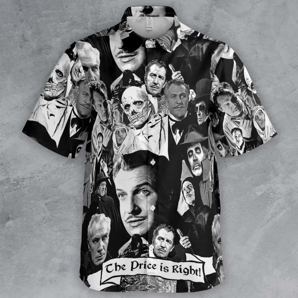 Horror Characters The Many Faces Of Vincent Price Button Down Shirt - 2
