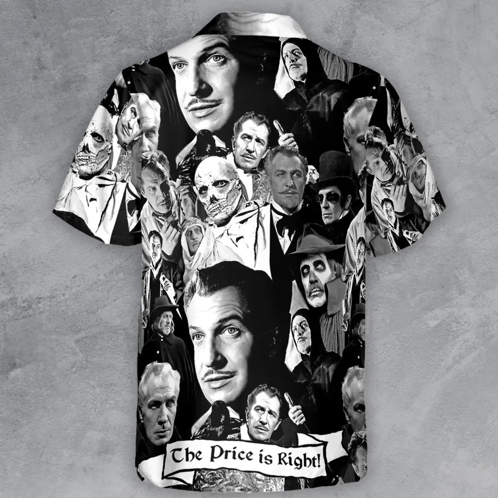 Horror Characters The Many Faces Of Vincent Price Button Down Shirt - 3
