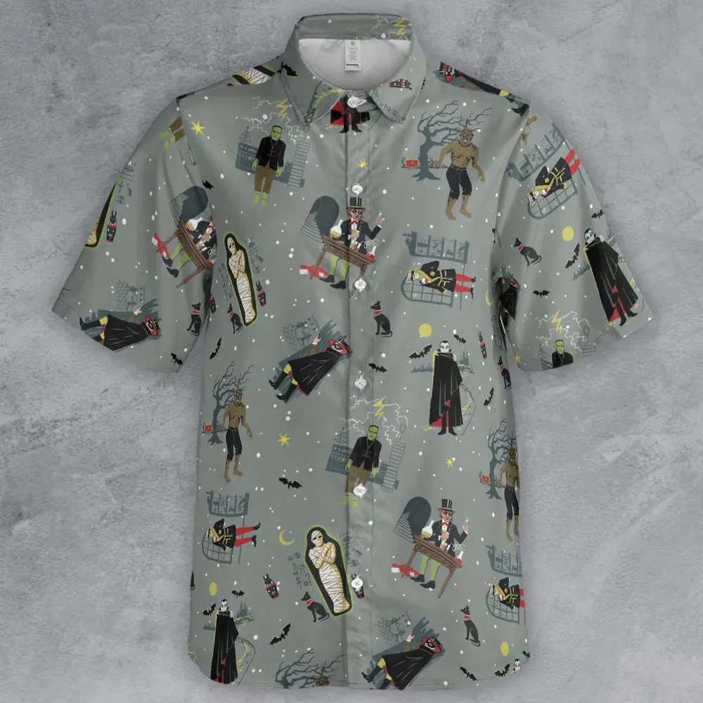 Classic Monsters Halloween Button Down Shirt - 2