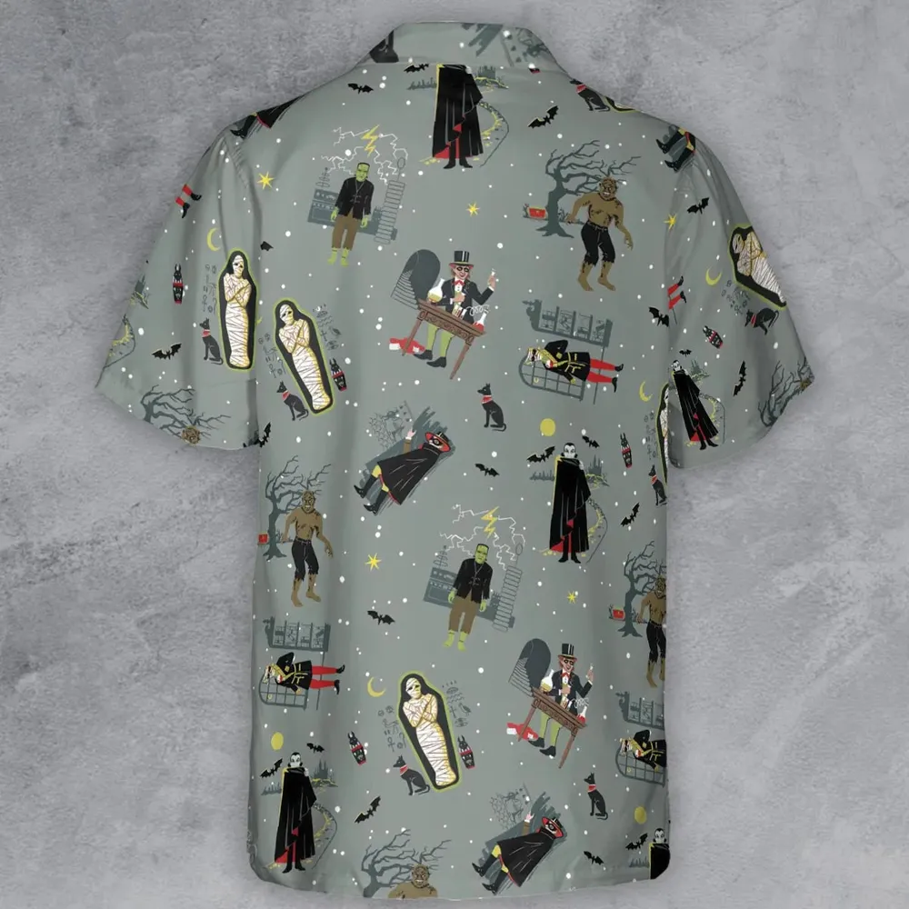 Classic Monsters Halloween Button Down Shirt - 3
