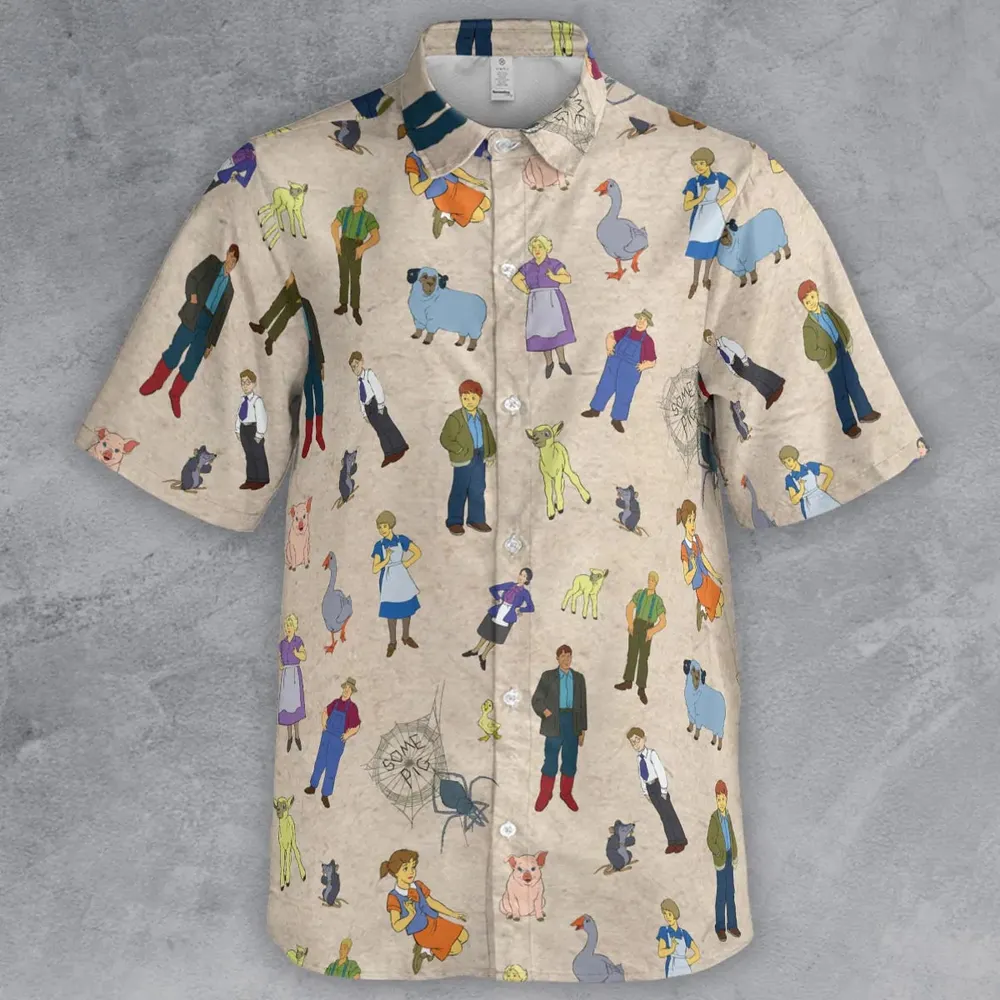 Beloved Children's Tale Charlotte's Web Cartoon Characters Button Down Shirt - 2