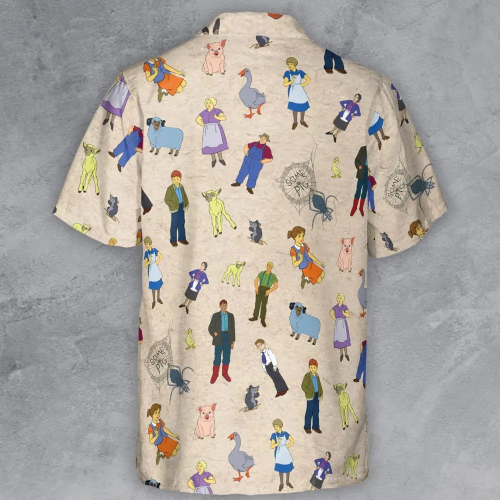 Beloved Children's Tale Charlotte's Web Cartoon Characters Button Down Shirt - 3
