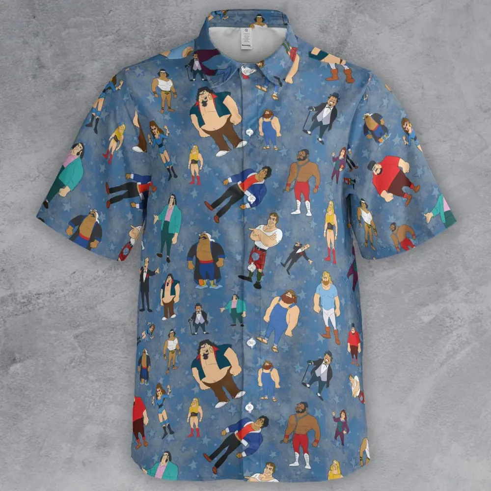 80s Hulk Rock 'n' Wrestling Characters Button Down Shirt - 2