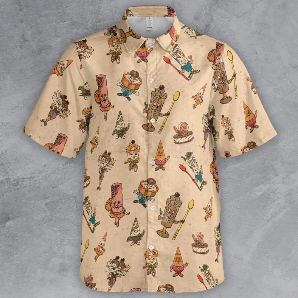 Retro Dessert Mascots Carvel comic book Ice Cream Button Down Shirt - 2