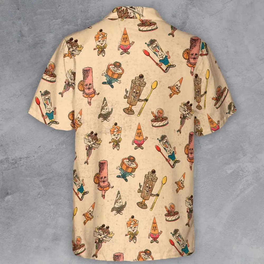 Retro Dessert Mascots Carvel comic book Ice Cream Button Down Shirt - 3