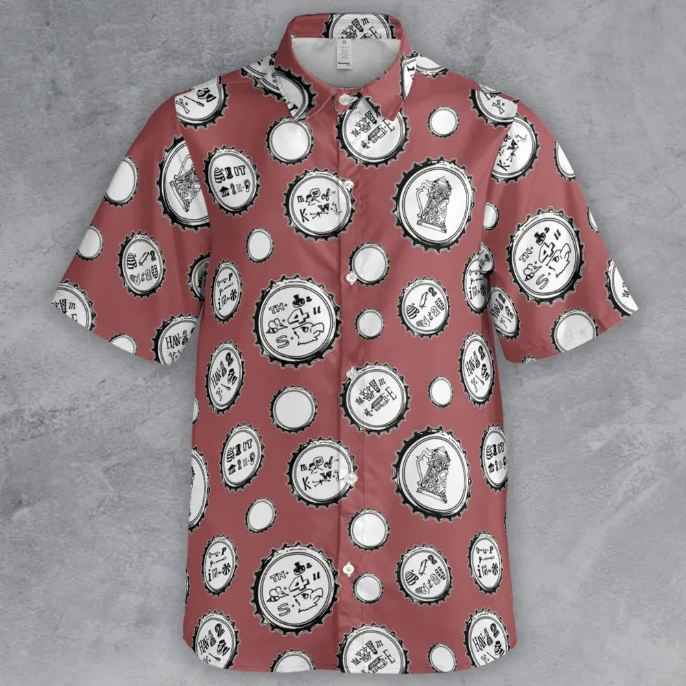 Recall Memories Beer Cap Puzzles Button Down Shirt - 2