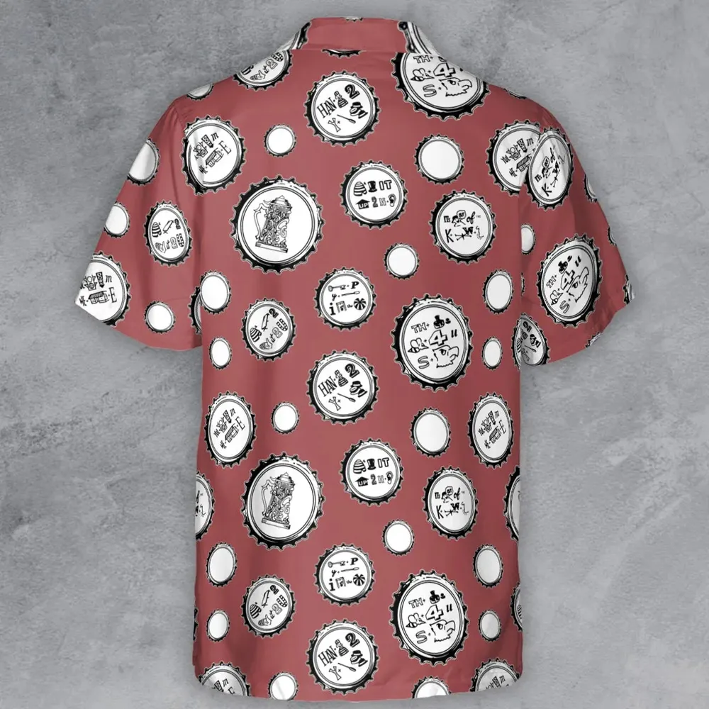 Recall Memories Beer Cap Puzzles Button Down Shirt - 3