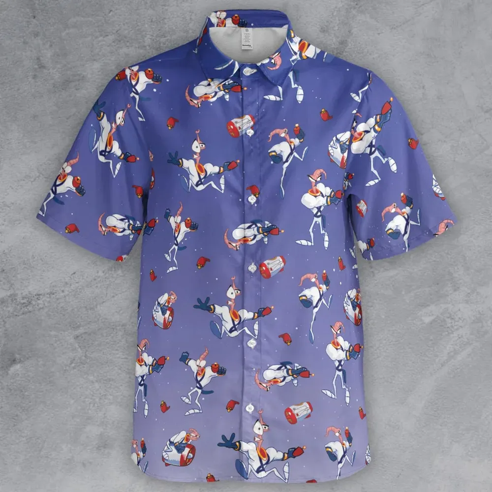 Ungroovy Earthworm Jim Button Down Shirt - 2