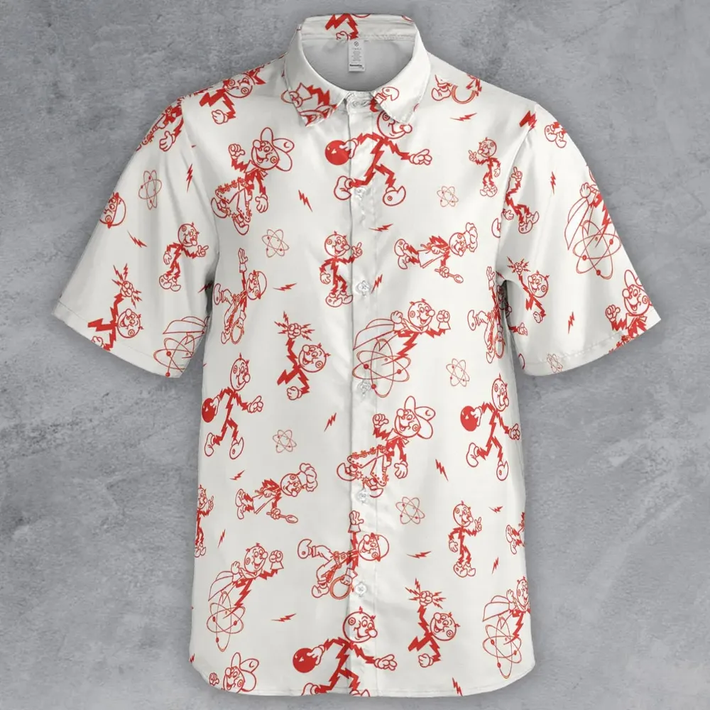Vintage Style Nostalgic Reddy Kilowatt Button Down Shirt - 2