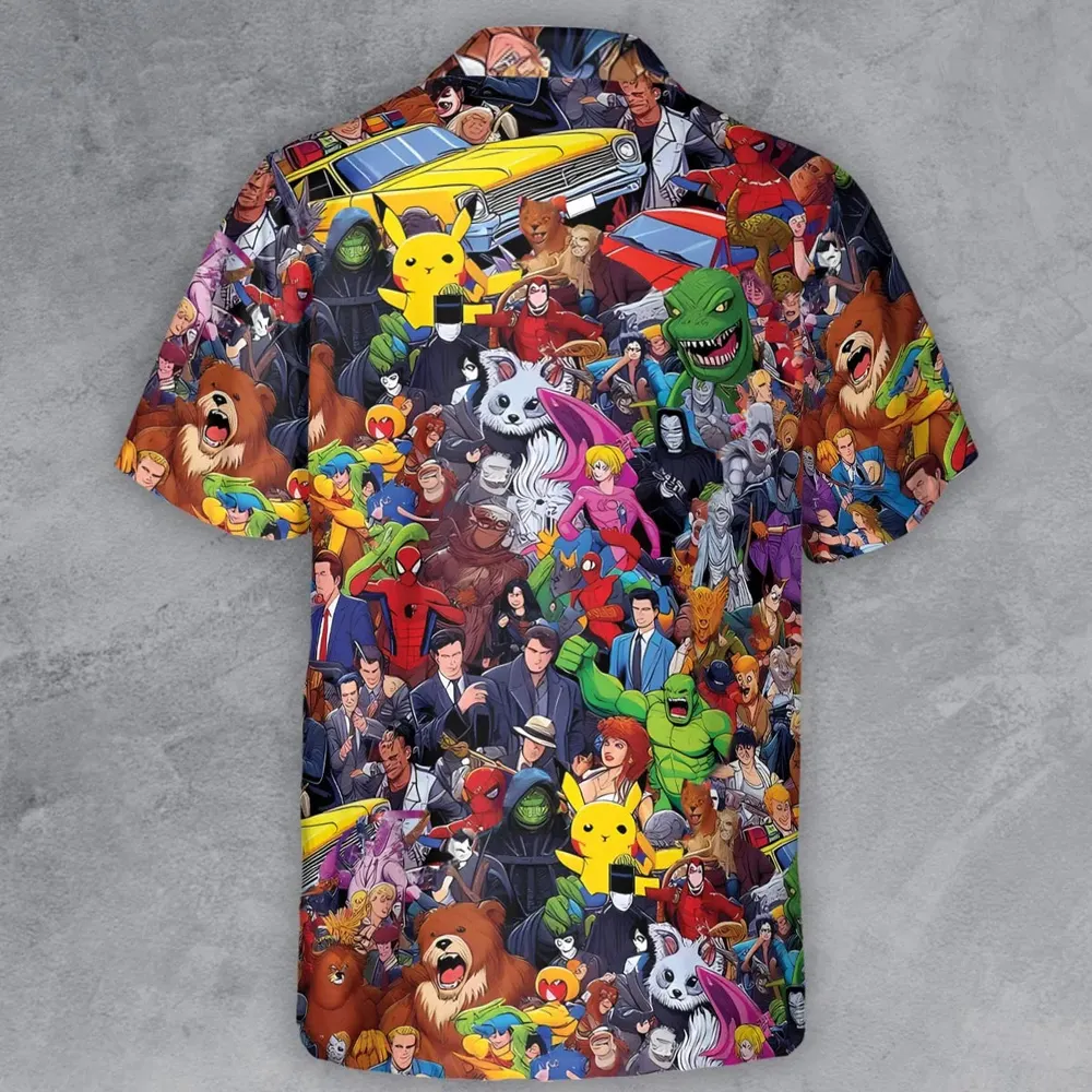 All-Genre Cartoon Mashup Button Down Shirt - 3