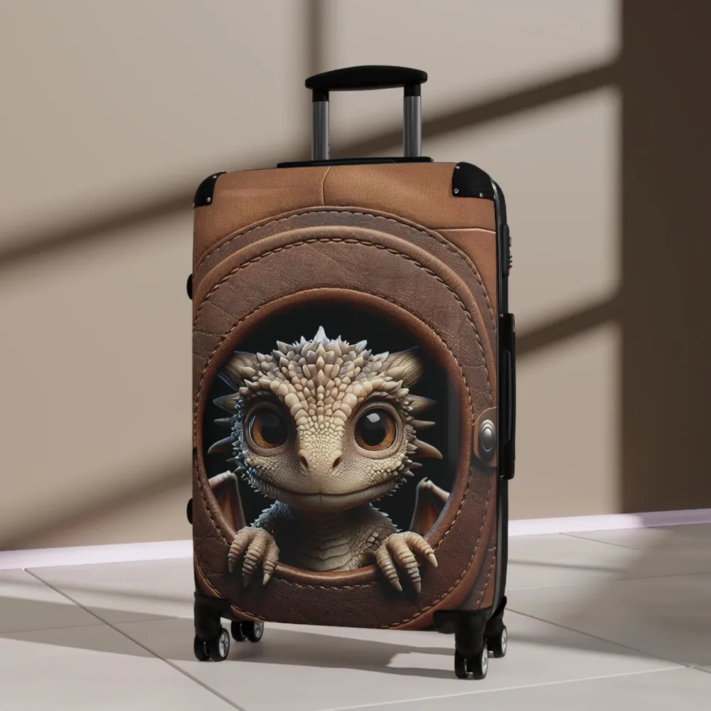 Cute Dragon Leather Print Luggage Cover - 1