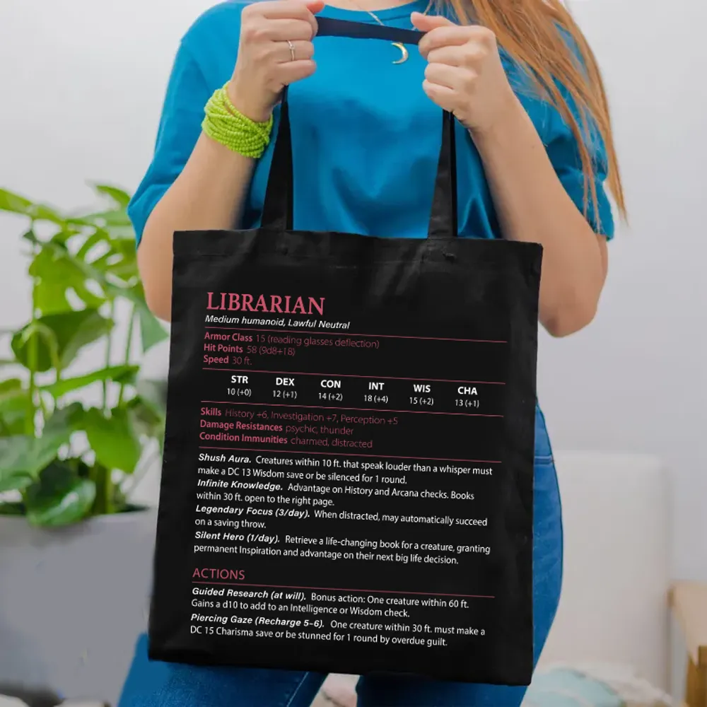 Librarian Stats Lined Tote Bag - 1