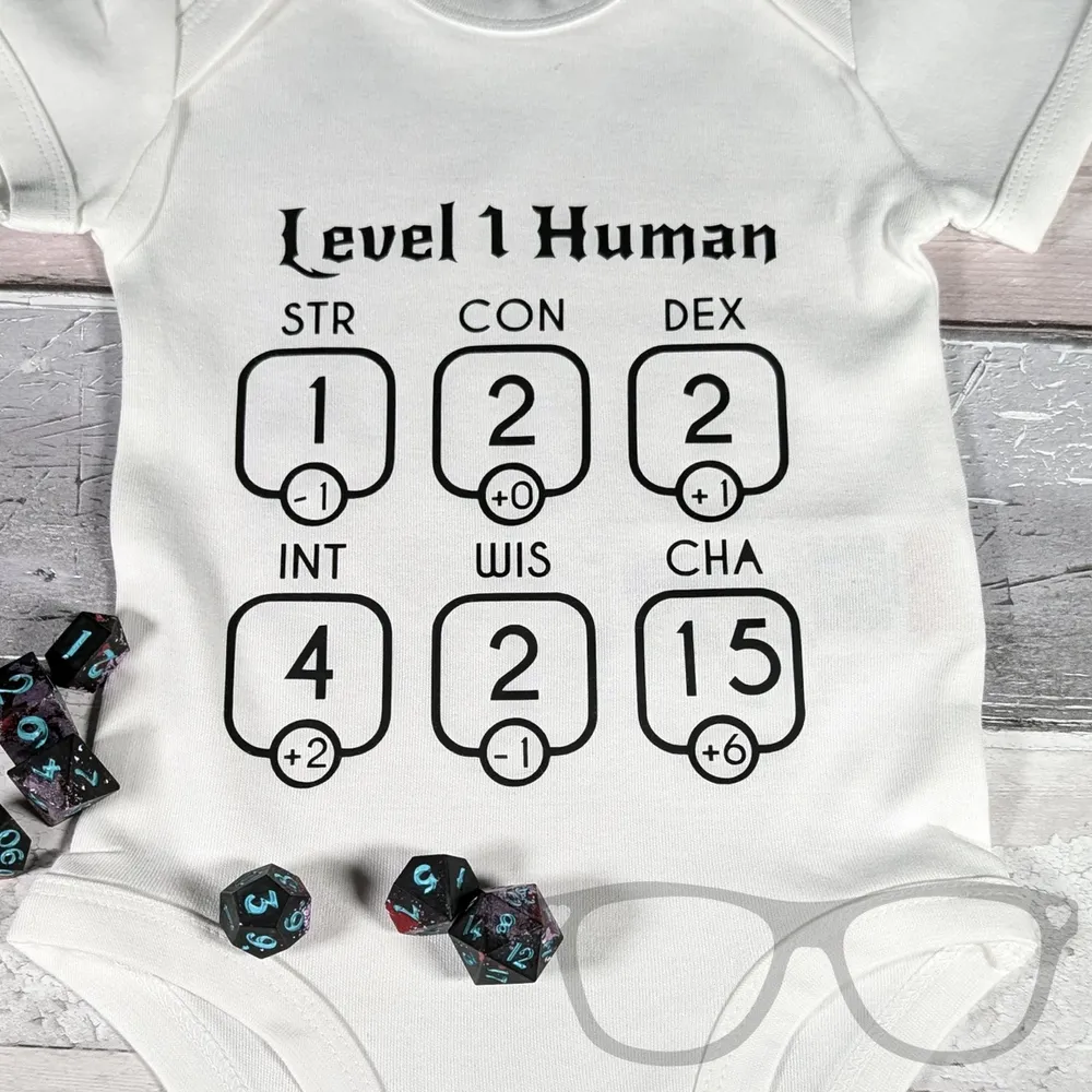 Level 1 Human Ability Scores Baby Bodysuit 2 - 1