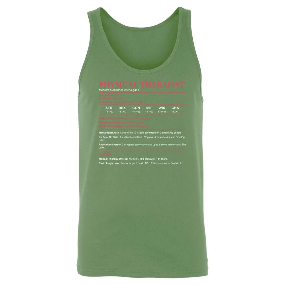 Physical Therapist Stats Unisex Jersey Tank - Leaf - 10