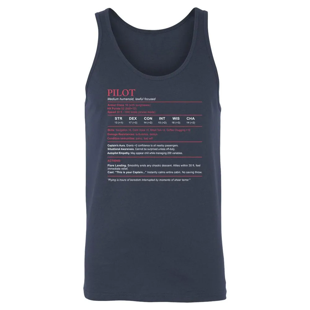 Pilot Stats Unisex Jersey Tank - Navy - 2