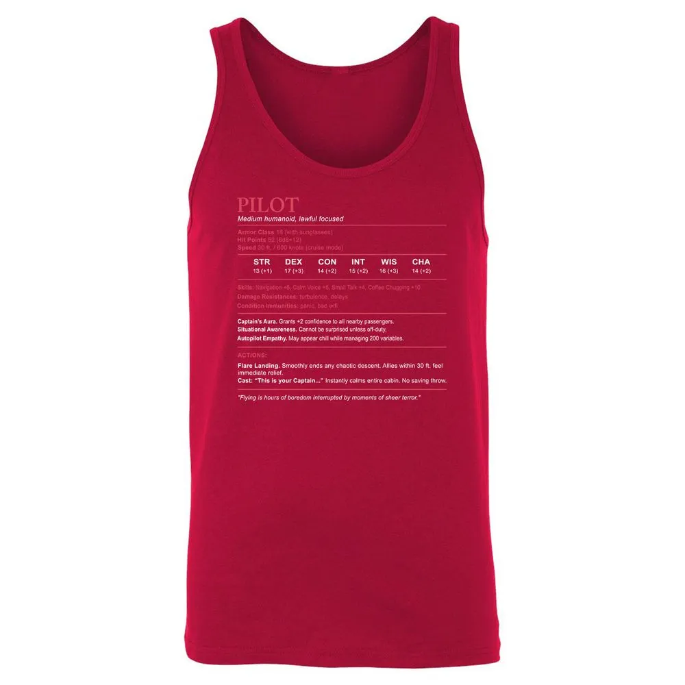 Pilot Stats Unisex Jersey Tank - Red - 11