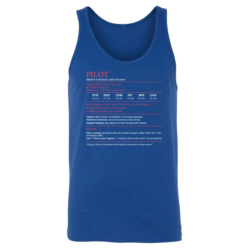 Pilot Stats Unisex Jersey Tank - True Royal - 13